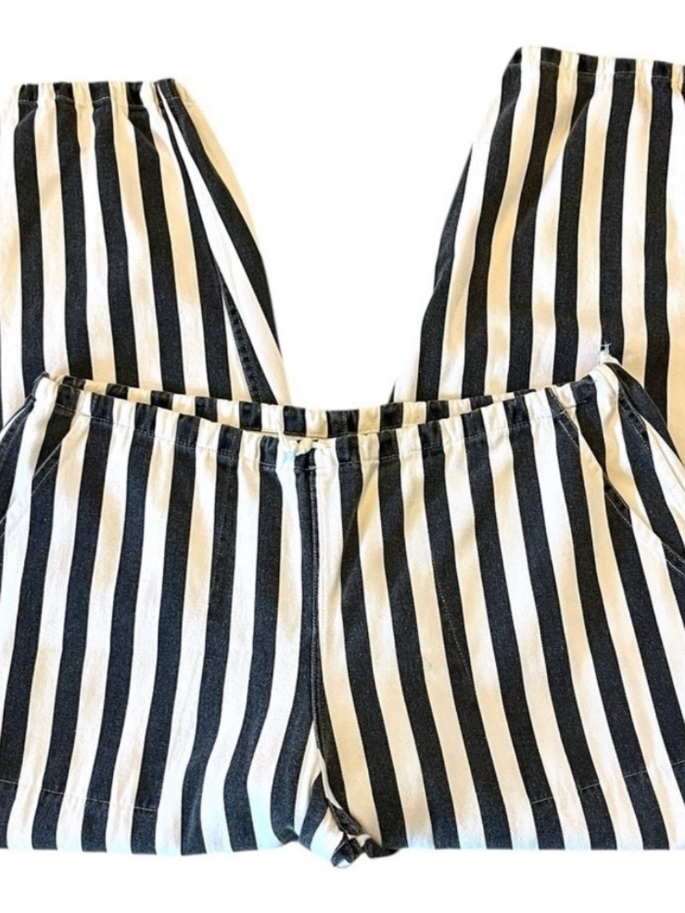 Vintage UFO Unisex Striped Black/White Drawstring Waist and Drawstring Bottoms